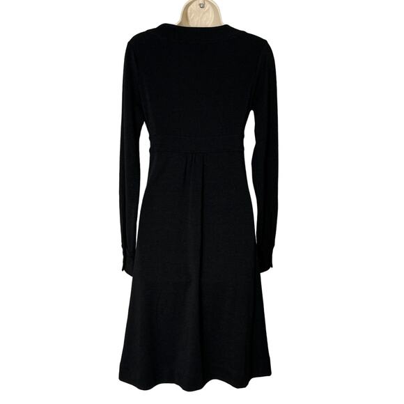 J.Crew Vintage Wool Long Sleeve A Line Empire Waist Midi Dress in Black Size 4 - Picture 2 of 9